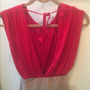 Beige and red mini dress